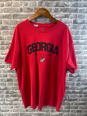 Georgia Championโ Red Georgia Bulldogs Tee with Mascot Graphic